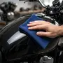 Cleaning a motorcycle with Xzone microfiber cloth without streaks